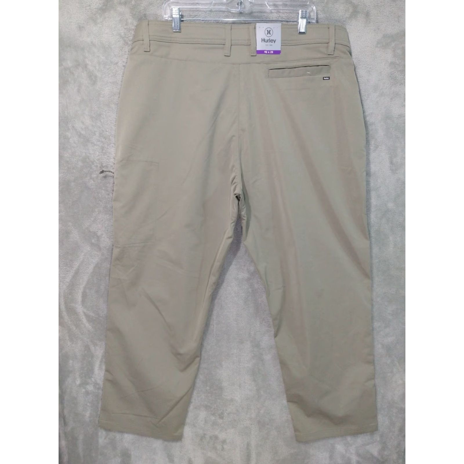Hurley Hurley Pants Mens 40x29 Green Jet Set Tech Straight Leg Stretch Rise Mid Regular Inseam 29 Solid Folded Front Zip Button Casual Pants Size US 40 / EU 56 - 2 Thumbnail
