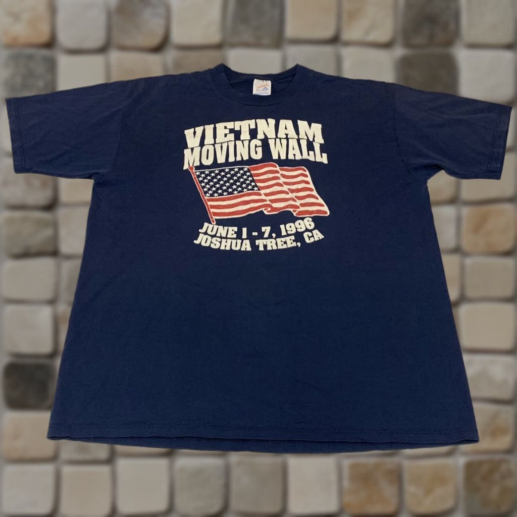 Jerzees VINTAGE Vietnam Moving Wall Joshua Tree California T Shirt XL Men Blue 1990s Graphic Tee Jerzees Short Sleeve Size US XL / EU 56 / 4 - 1 Thumbnail