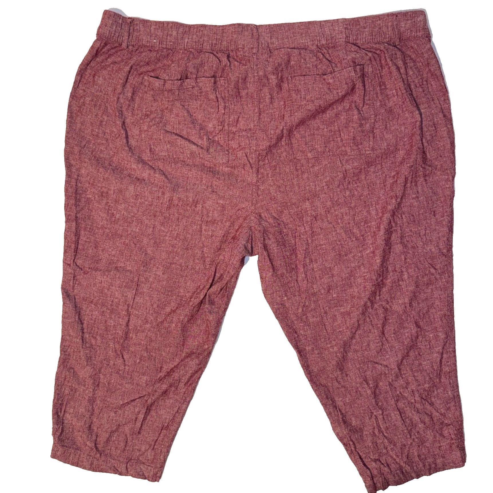 Vintage Lane Bryant Linen Blend Wide-Leg Pants 3XL Womens Red High Rise Beach Capri Travel Casual Comfort Easy Care Plus Size Wide Leg 21in Inseam Linen Rayon Size 40" / US 18 - 6 Thumbnail