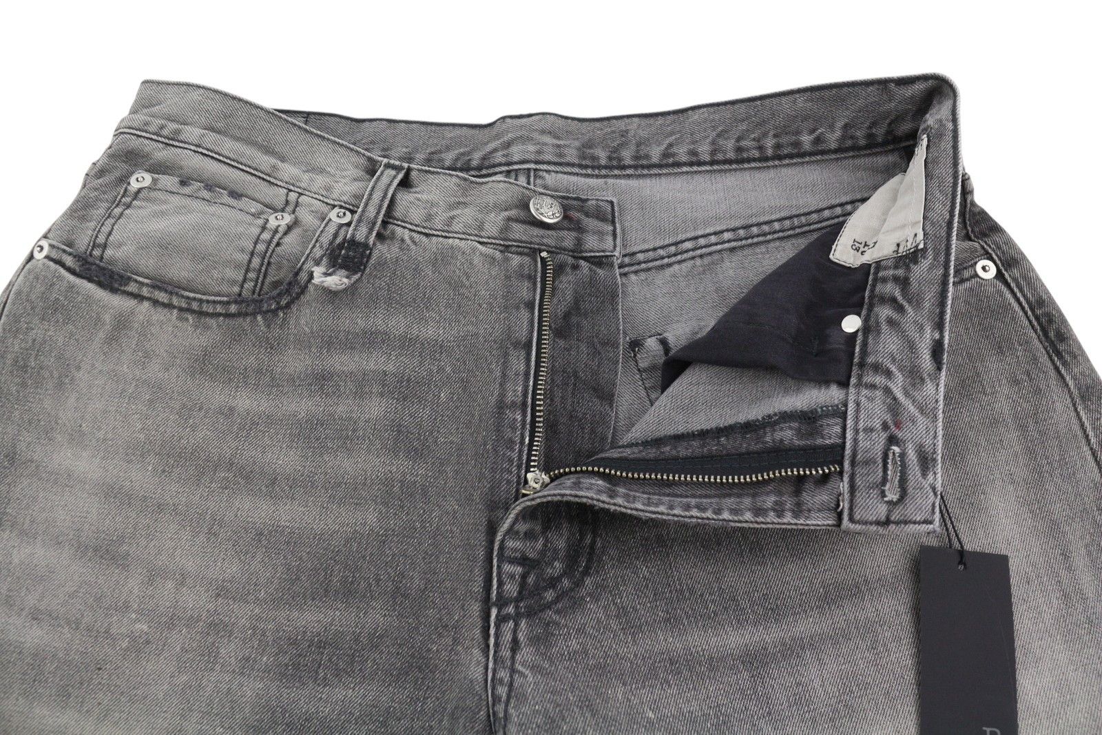R13 D'ARCY LOOSE 33 Polaris Black Distress PS26 Jeans 88928 Size US 33 - 5 Thumbnail