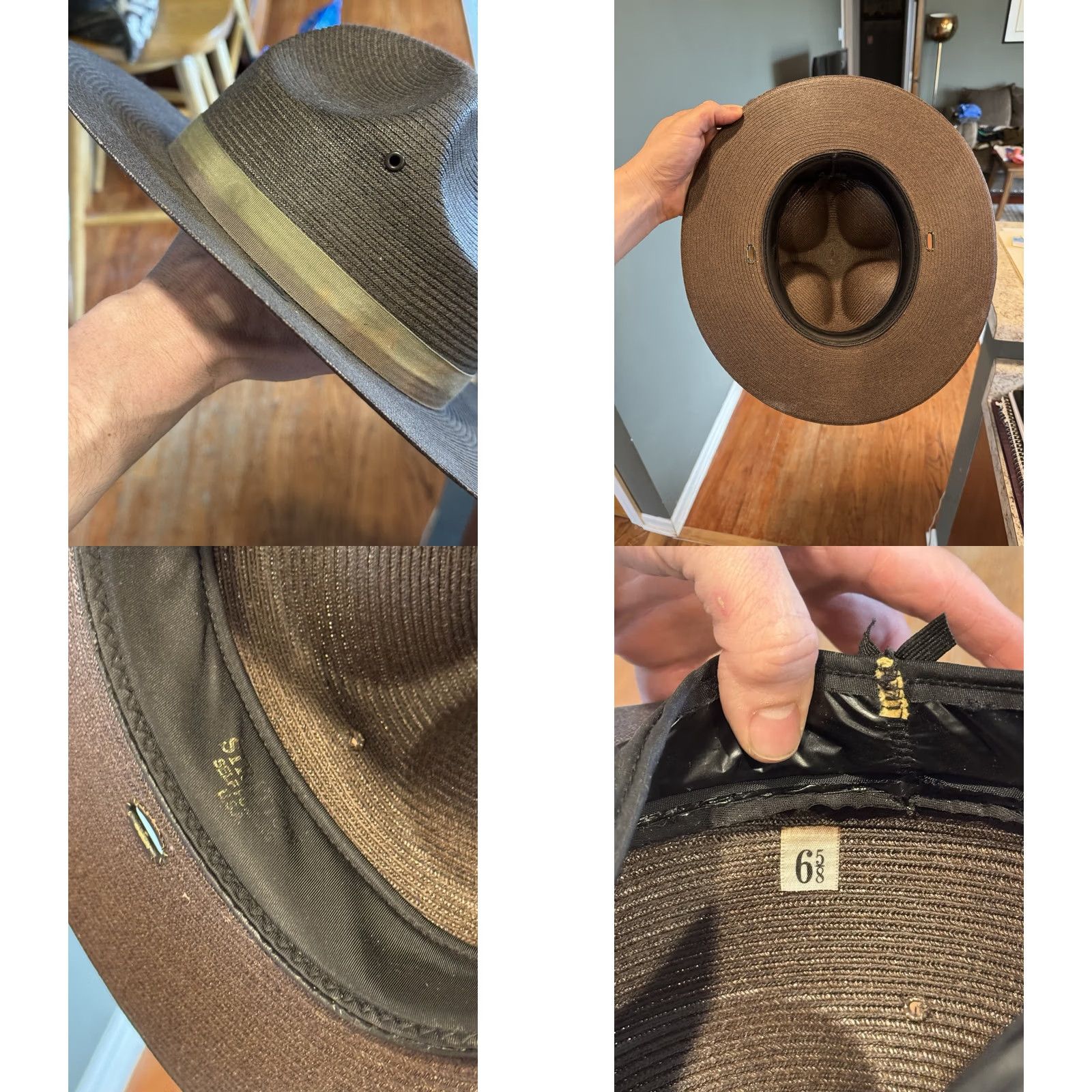 Vintage Vintage STRATTON Self Forming Brown Straw POLICE TROOPER Campaign Hat 6 5/8 USA - Park Ranger, Workwear Size ONE SIZE - 8 Thumbnail