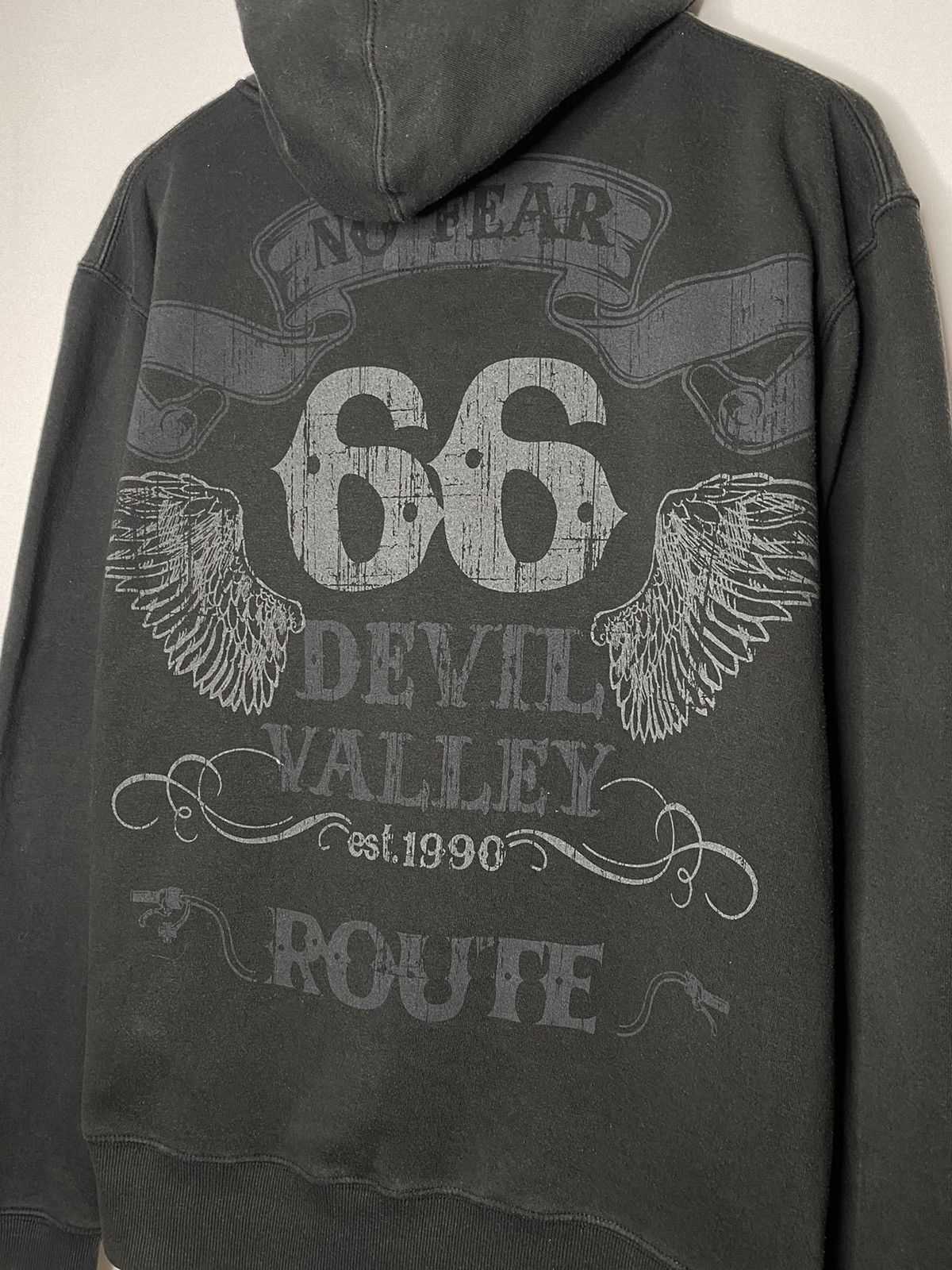 🔥Vintage No Fear Devil Valley 66 Route Full Zip Hoodie Y2K🔥
