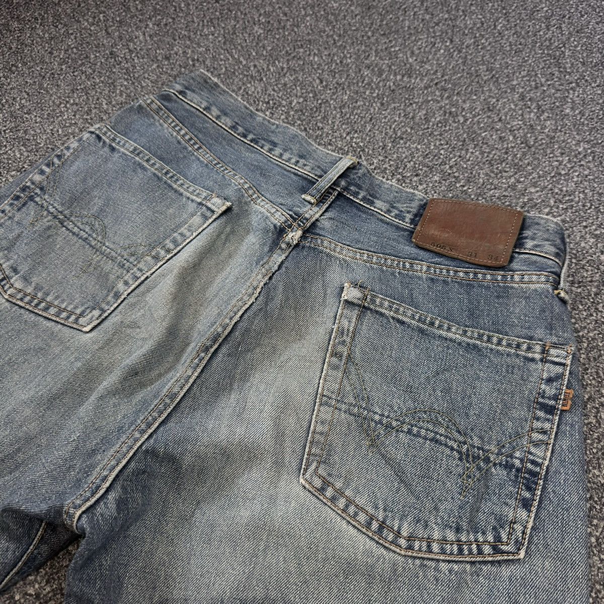 Kapital Vintage 90s Japanese Edwin 505x Destroyed Dirty Wash Denim Size US 31 - 6 Thumbnail