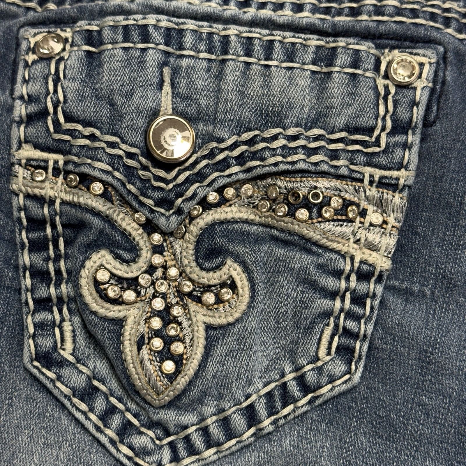 Rock Revival Rock Revival Jeans Womens 30 Blue Yui Easy Straight Rhinesto Size 30" / US 8 / IT 44 - 6 Thumbnail