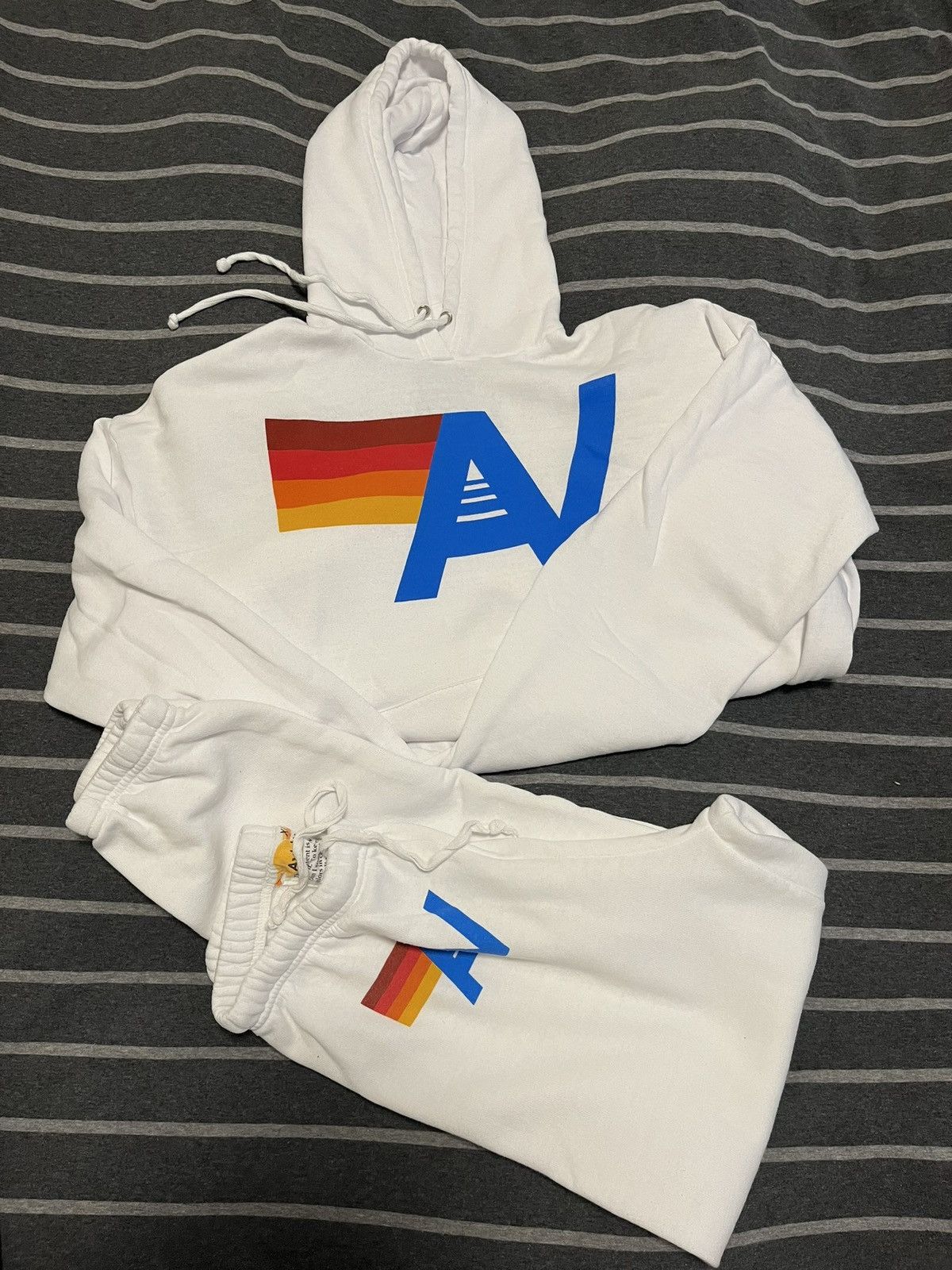 image of Aviator Nation Hoodie And Sweatpants Suit Size Xs in White, Women's