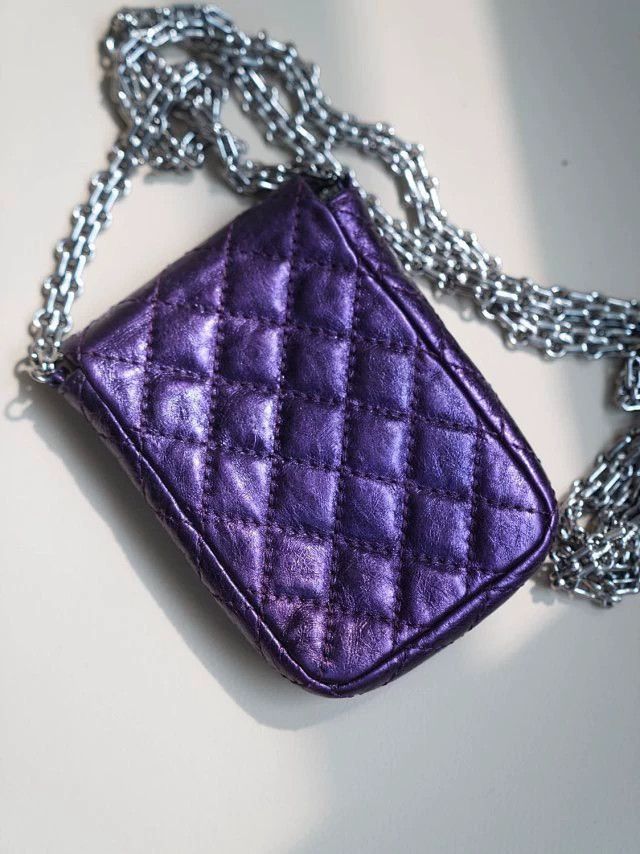 Chanel CHANEL 2.55 Pochette Purple Mini Chain Crossbody Bag Size ONE SIZE - 4 Thumbnail