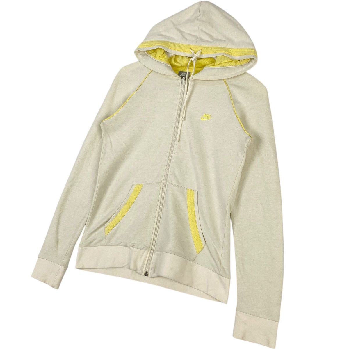 Nike × Vintage Vintage Nike Hoodie Small Embroidered White/Yellow Size S Size S / US 4 / IT 40 - 2 Thumbnail