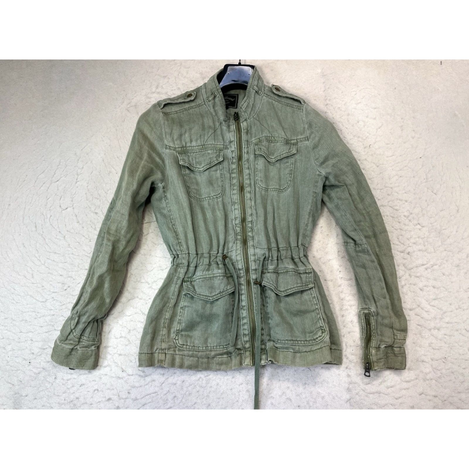 Lucky Brand Lucky Brand Jacket Women XS Green Linen Drawstring Waist Short Sleeve Pockets Breathable Casual Travel Regular Fit Vintage: No Size XS / US 0-2 / IT 36-38 - 2 Thumbnail