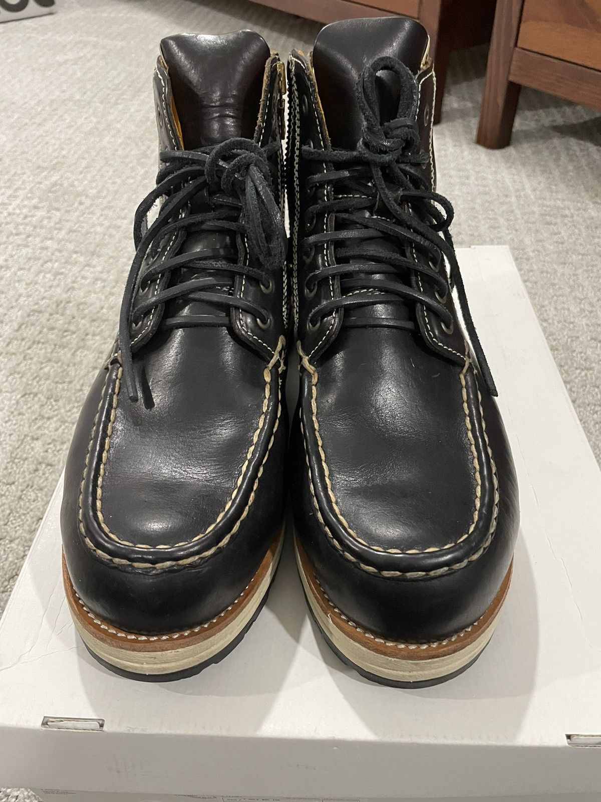 image of Visvim 7 Hole Moc Toe Shoes in Black, Men's (Size 9.5)