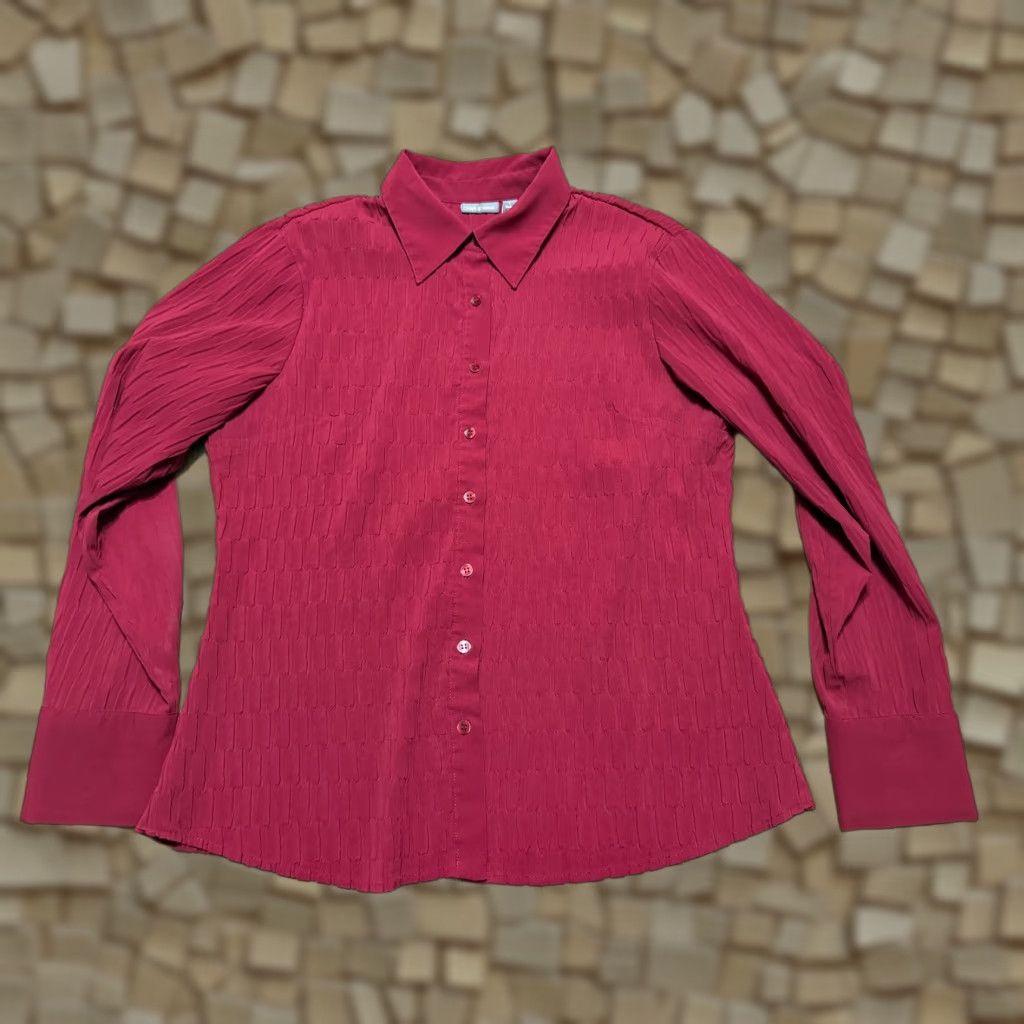 Apt. 9 APT. 9 Shirt Women's Large Red Long Sleeve Button-Up Shirt Size L / US 10 / IT 46 - 1 Thumbnail