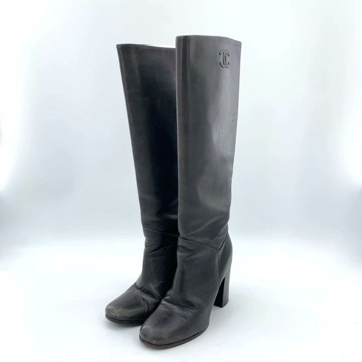 Chanel Chanel Leather Logo Over-the-Knee Boots Size US 4 / IT 34 - 1 Thumbnail