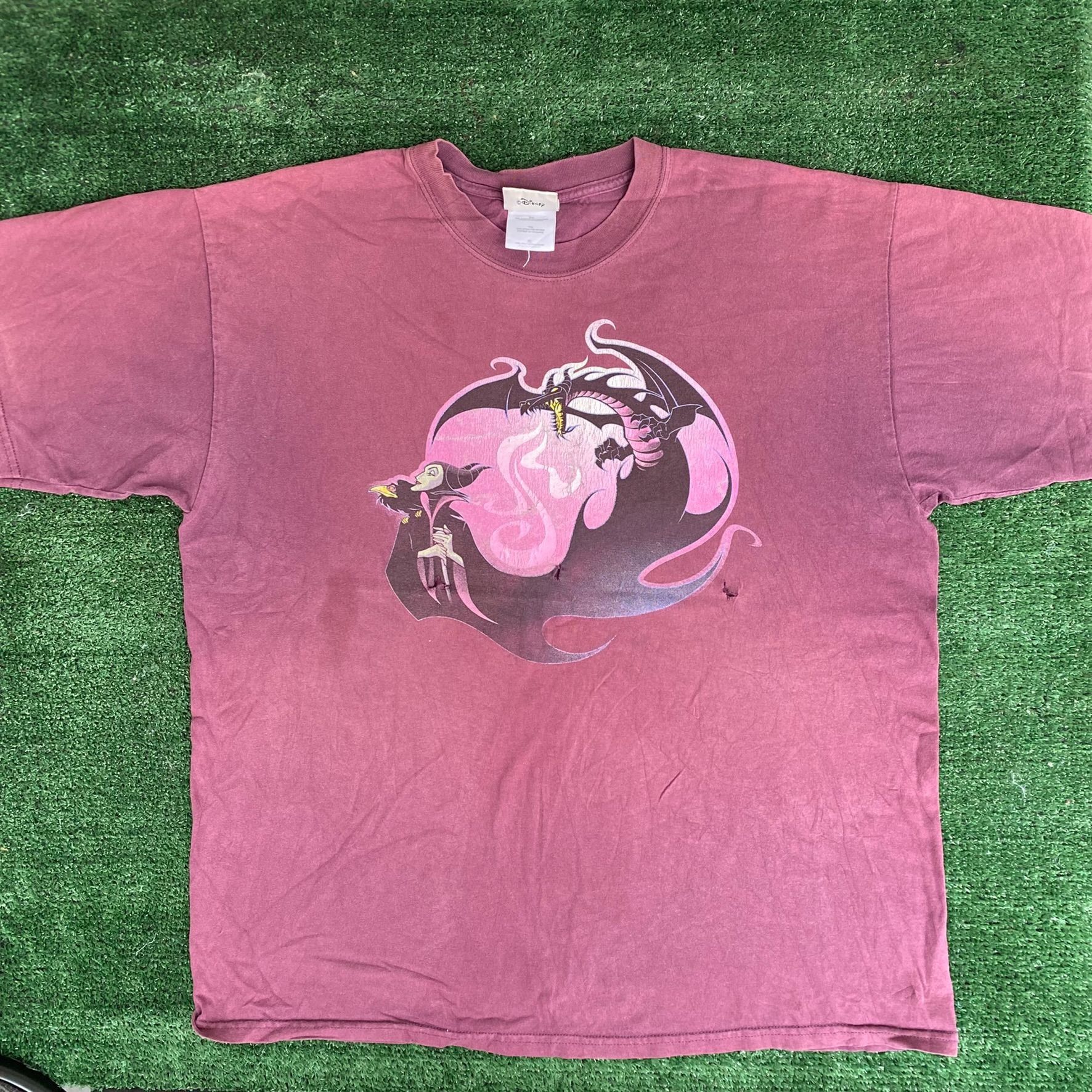 image of Vintage 90's Disney Maleficent Shirt Evil Queen Dragon in Purple, Men's (Size XL)