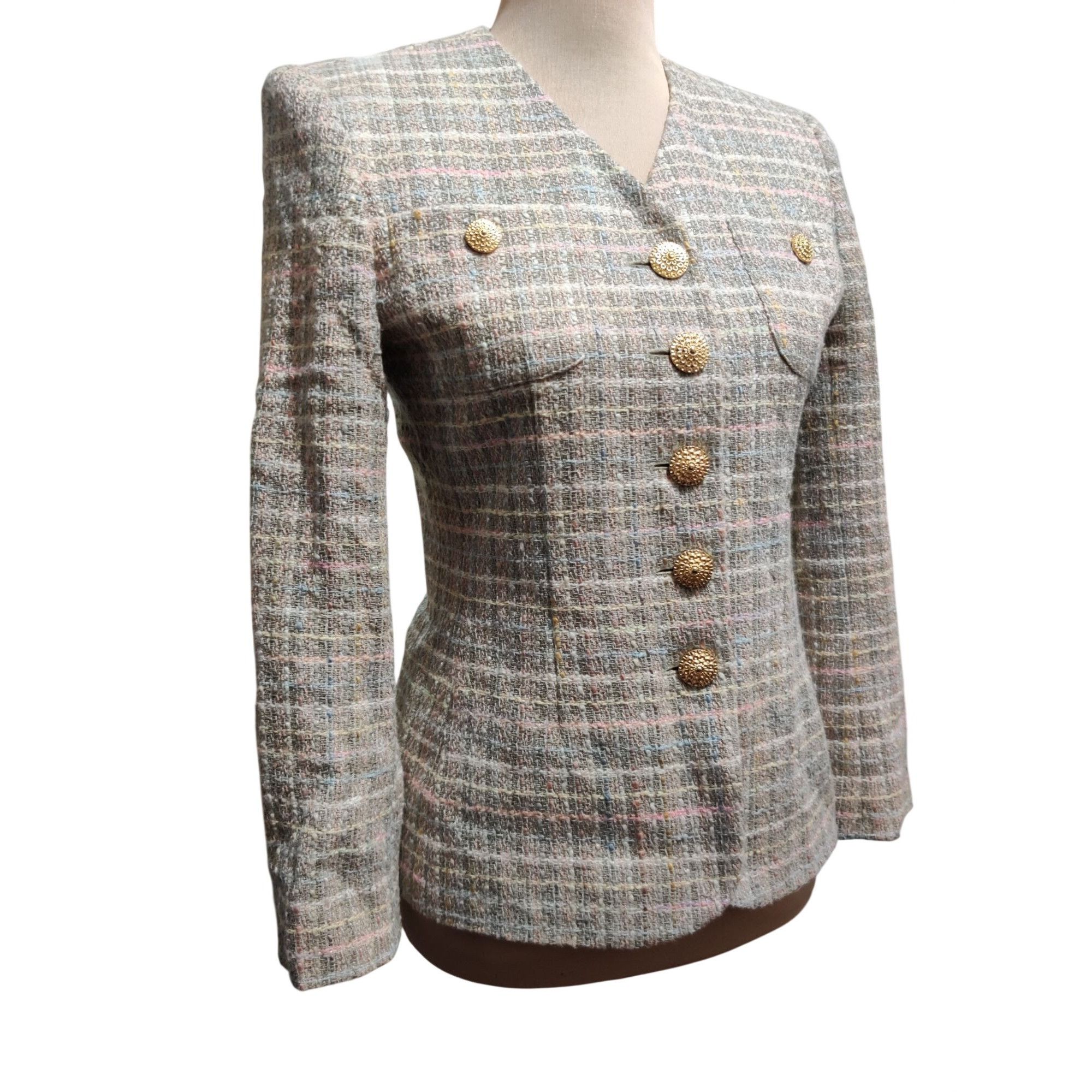 Vintage Vintage Saville Suit Tweed Blazer Size 2 Petite Gold Buttons Size XS / US 0-2 / IT 36-38 - 2 Thumbnail