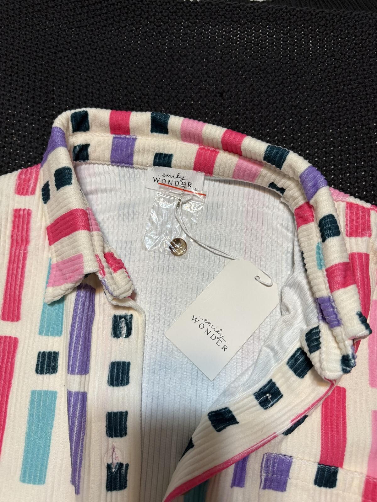 Other Emily Wonder Large Multicolor Ribbed Button-Up Shirt Size L / US 10 / IT 46 - 3 Thumbnail