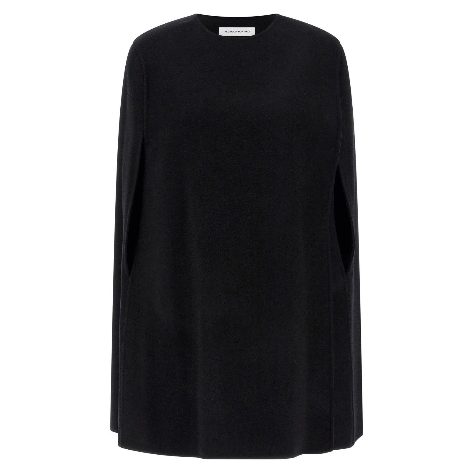 FENEDRICA BONIFACI Black Wool Wrap Cape New & Authentic (Wom