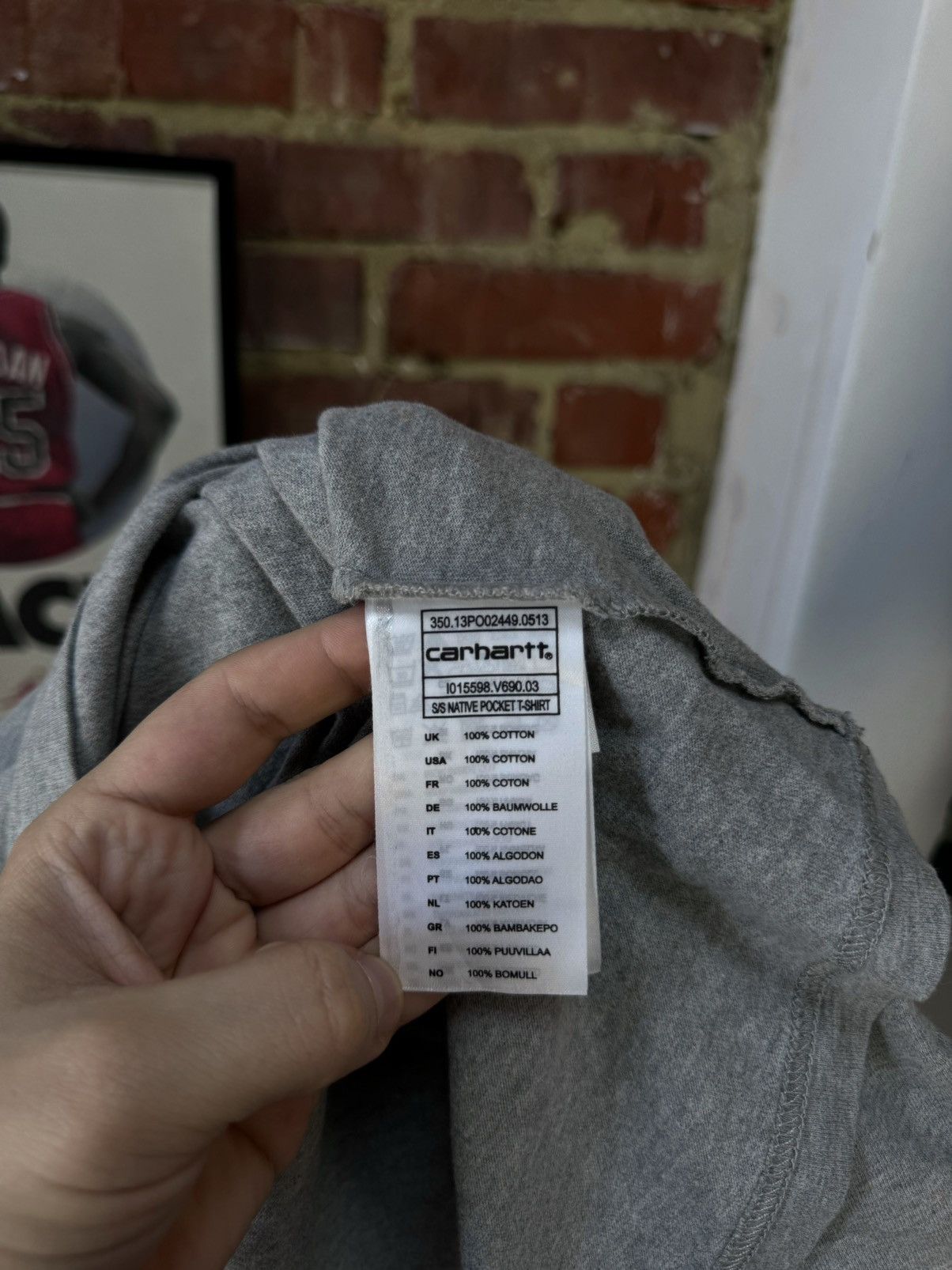 Carhartt CARHARTT Native Pocket Short Sleeve Grey Printed T-Shirt Size US M / EU 48-50 / 2 - 8 Thumbnail