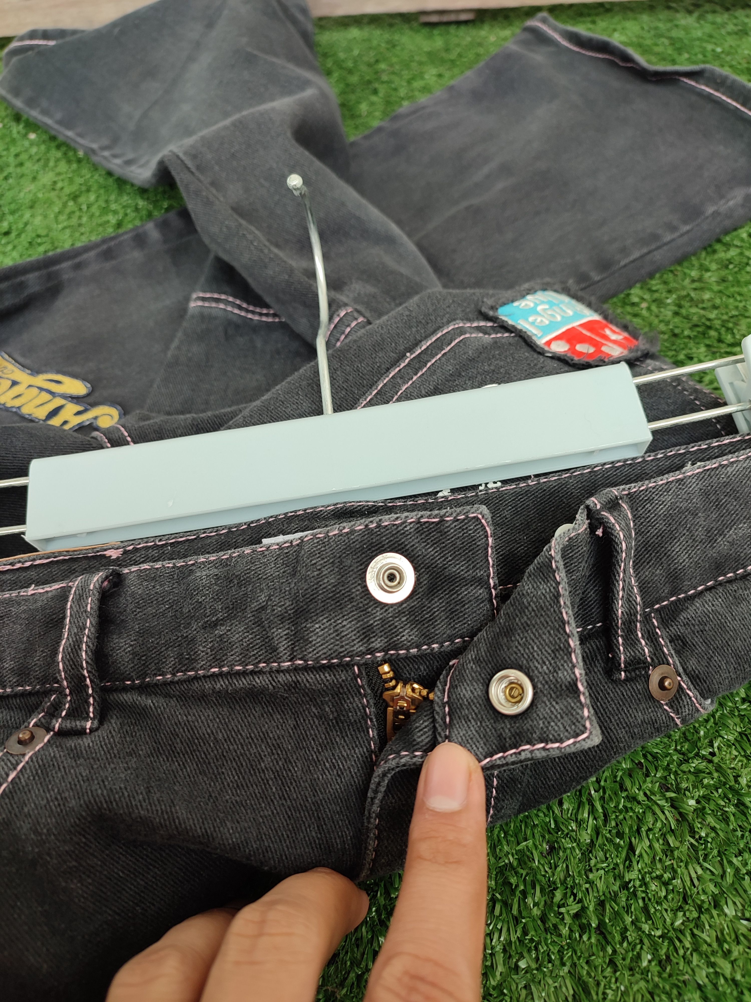 Angel Blue 💥Flare💥 Crazy Rare Angel Blue Patchwork Vintage Denim Size US 29 - 15 Thumbnail