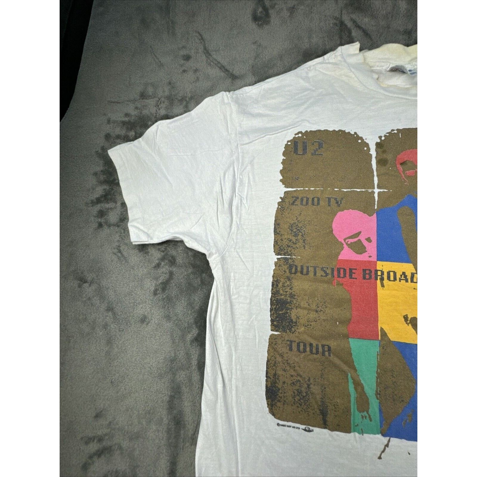 Hanes Vintage U2 Zoo Tv Outside Broadcast T-Shirt XL White Band Size US XL / EU 56 / 4 - 7 Thumbnail