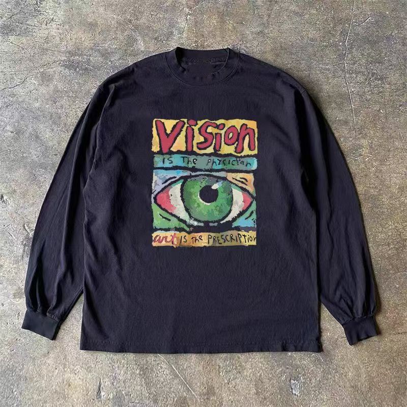 Japanese Brand Black casual retro eye print long-sleeved t-shirt Size US M / EU 48-50 / 2 - 1 Thumbnail