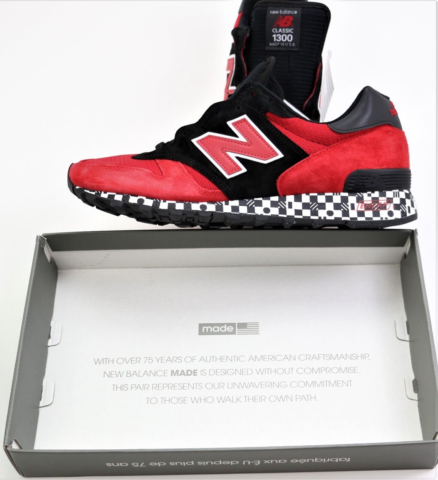 image of New Balance 1300 Made In Usa Tokyo Harajuku Pack Shoes in Red/Black, Men's (Size 11)