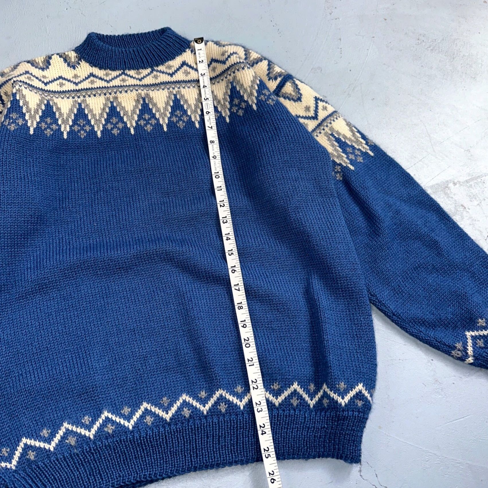 Vintage VINTAGE 1960s Handmade Aztec Cable Sweater Rockabilly Cottage Core Women’s Medium Blue Size M / US 6-8 / IT 42-44 - 4 Thumbnail