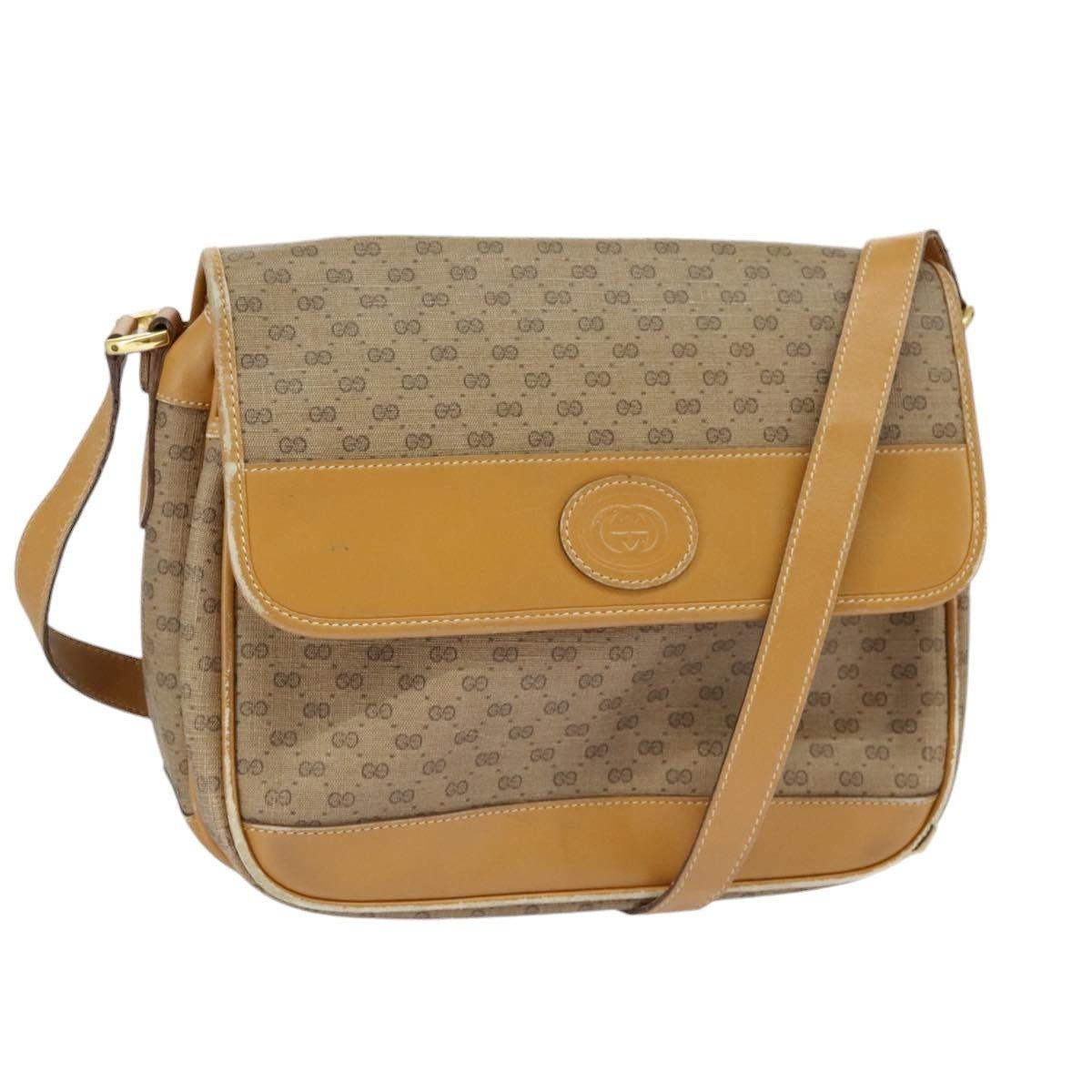 GUCCI Micro GG Supreme Shoulder Bag Pvc Beige Gold
