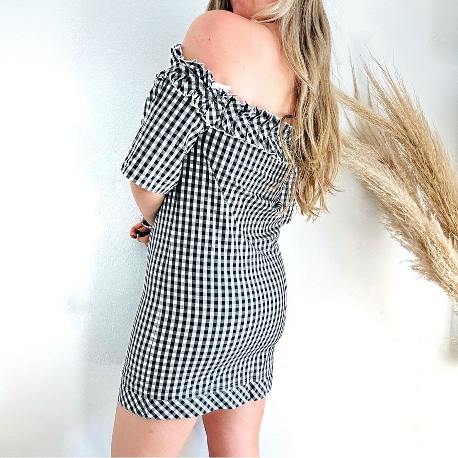 Vineyard Vines NEW VINEYARD VINES Black White Gingham Ruffle Mini Dress Size XXS / US 00 / IT 34 - 3 Thumbnail