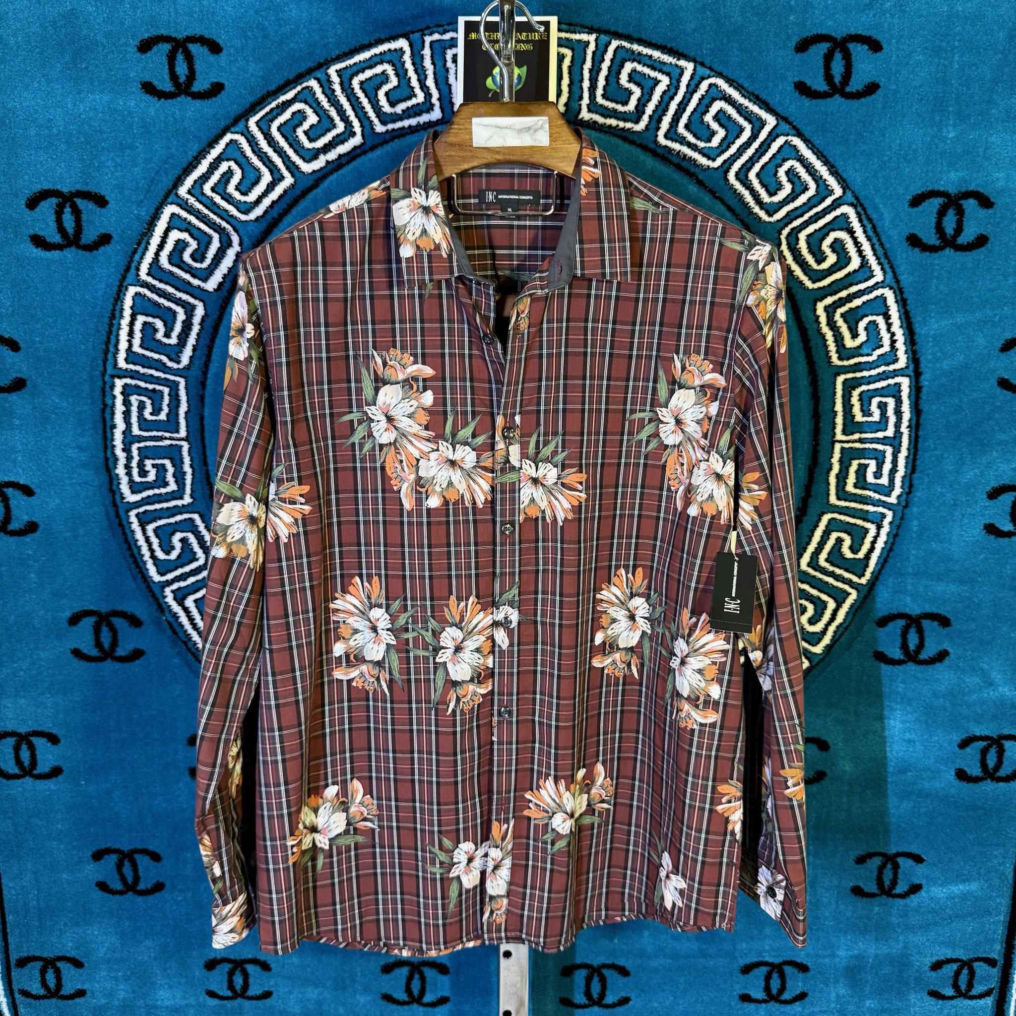 I.N.C NEW PAINTED STYLE FLORA PLAID L/S BUTTON UP Size US XL / EU 56 / 4 - 1 Preview