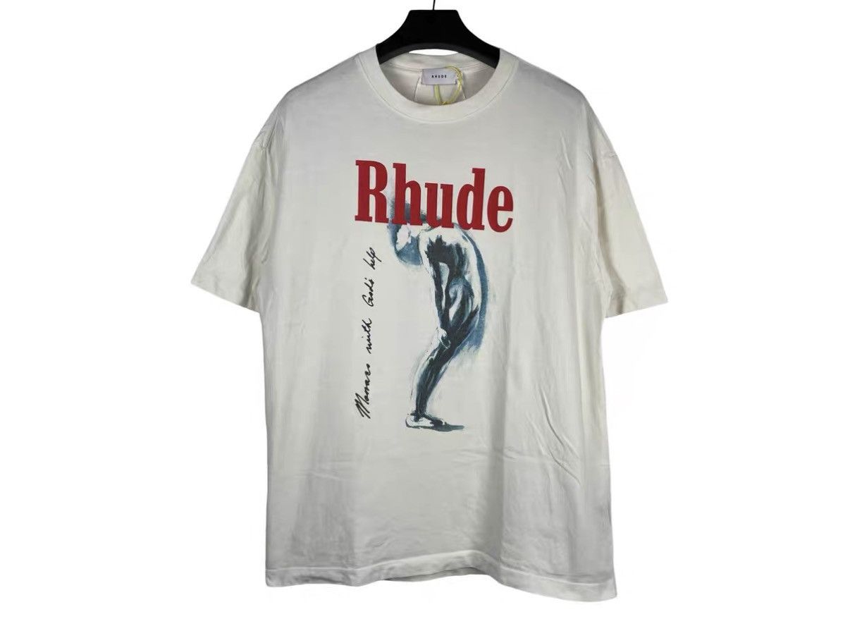 Rhude Rhude God Help Me Vintage White Print T-Shirt J31 Size US L / EU 52-54 / 3 - 1 Thumbnail
