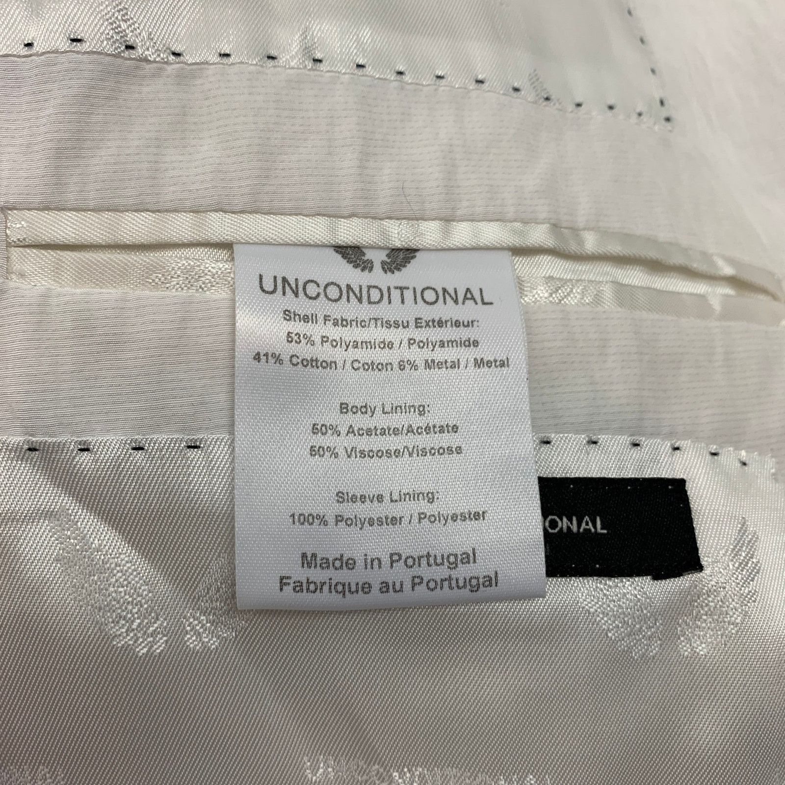 Unconditional UNCONDITIONAL White Wrinkled Acetate / Viscose Sport Coat Size 46R - 5 Thumbnail