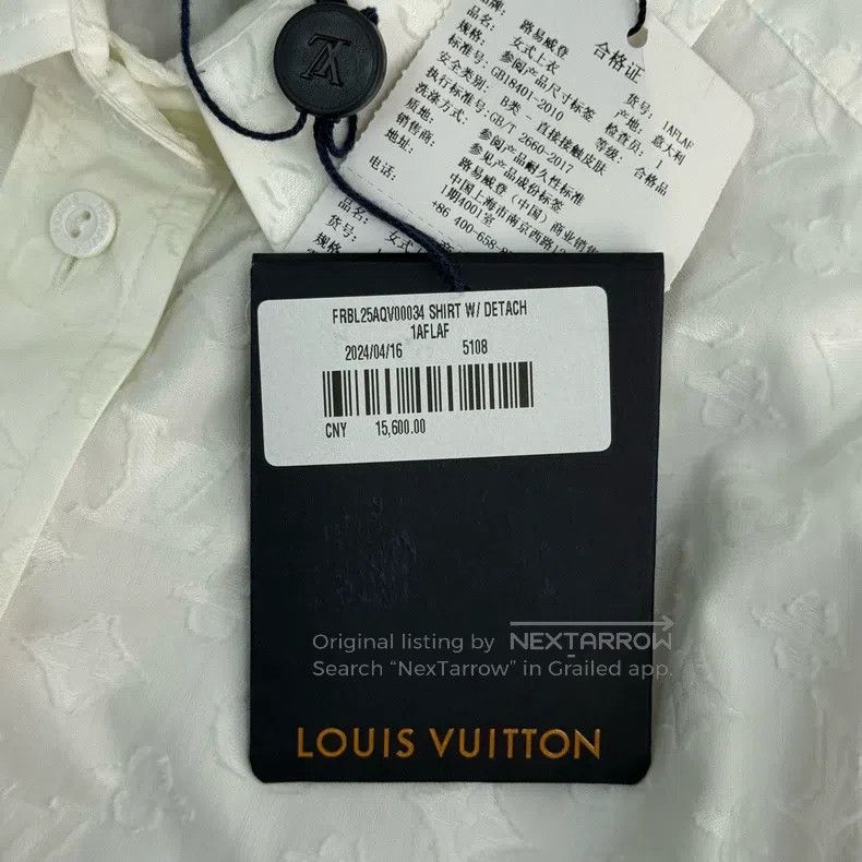Louis Vuitton Louis Vuitton White dark stripe shirt with full logo shirt Size XXS / US 00 / IT 34 - 8 Thumbnail