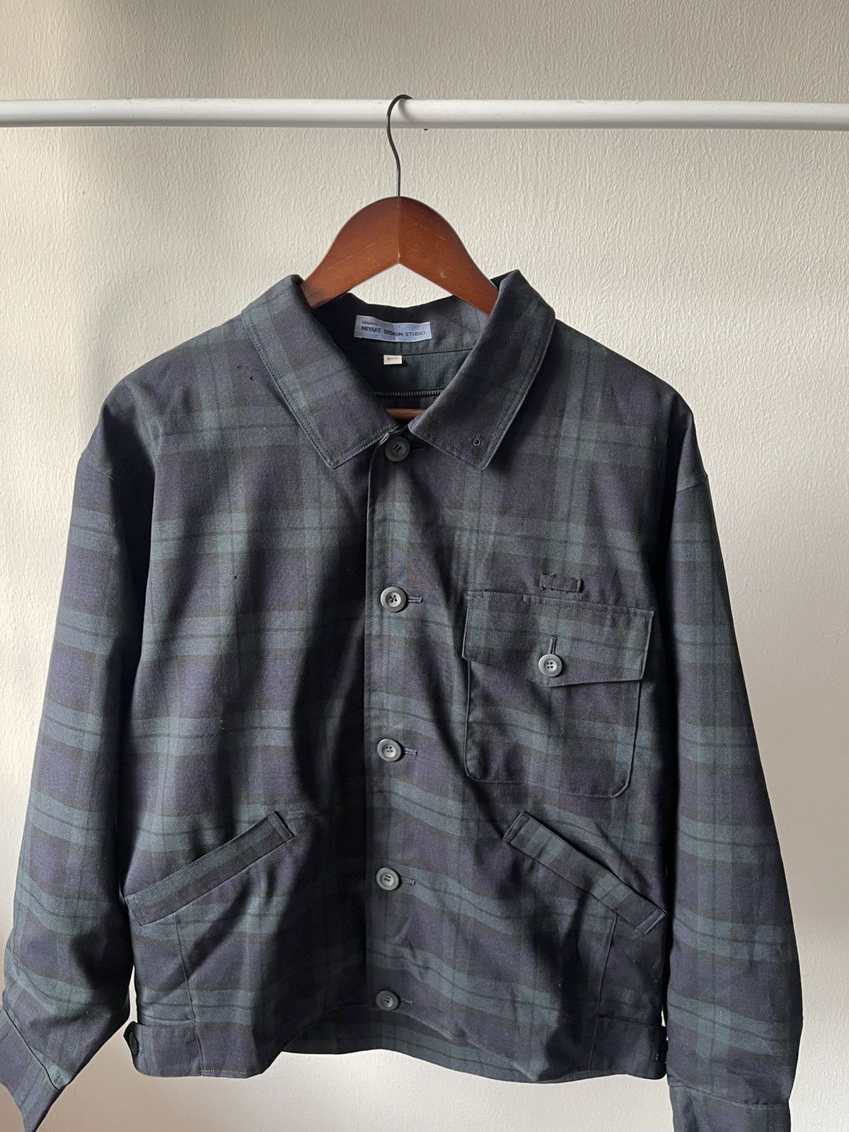 Issey Miyake 70s Issey Miyake Studio Plaid Crop Wool Jacket A1 Size US L / EU 52-54 / 3 - 17 Thumbnail