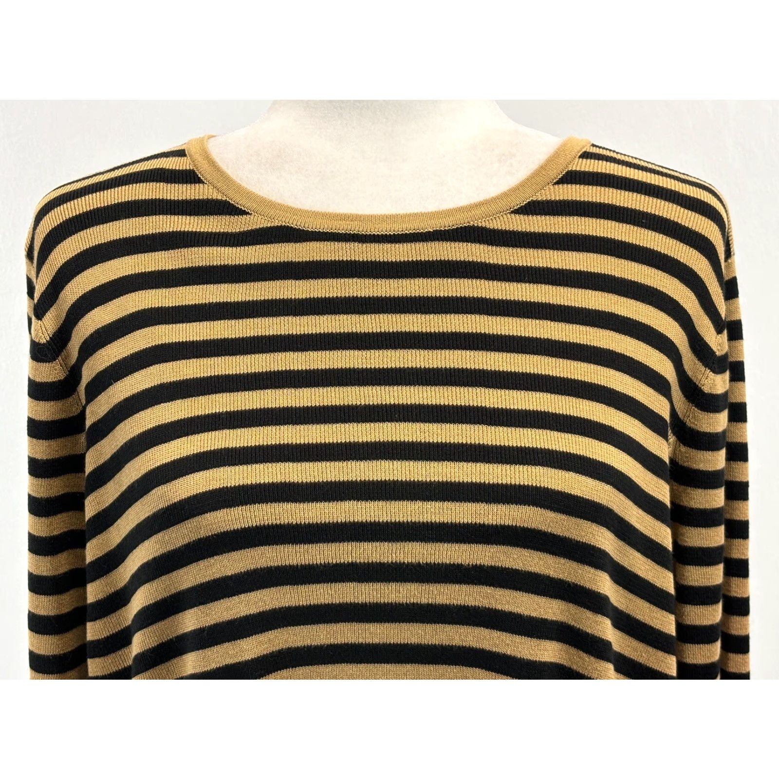 Eileen Fisher VINTAGE Eileen Fisher Knit Sweater Shirt Women’s Large Striped Silk Blend Black Brown Classic Lagenlook Size L / US 10 / IT 46 - 5 Thumbnail