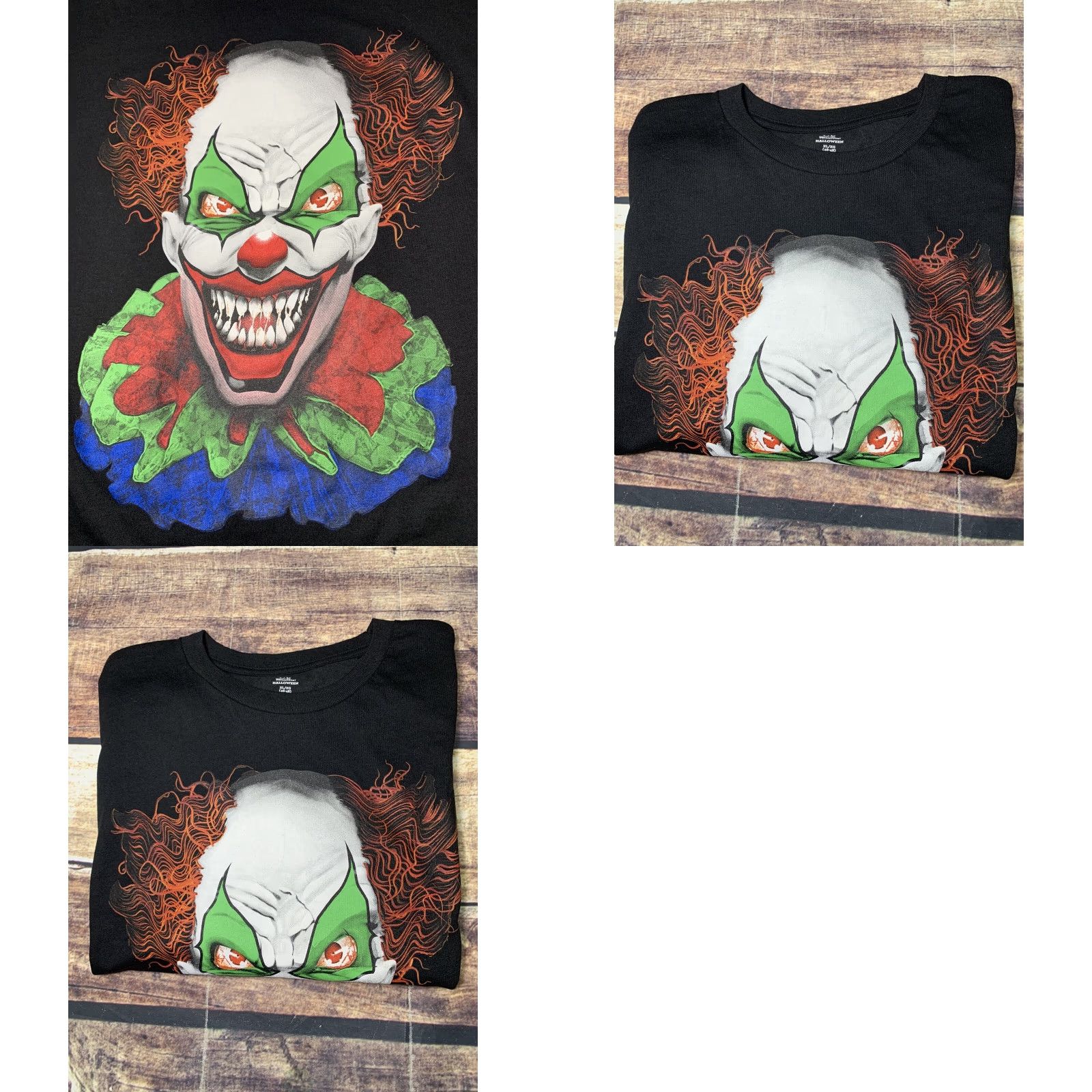 Vintage Halloween T-Shirt Black Scary Clown Joker Creepy Size XL Extra Large Mens Shirt Size US XL / EU 56 / 4 - 8 Thumbnail