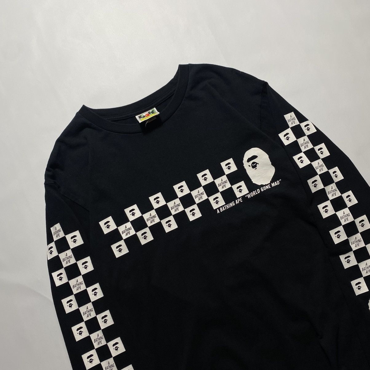 Bape Bape Checker Long Sleeves Tee A Bathing Ape World Gone Mad Size US L / EU 52-54 / 3 - 3 Thumbnail