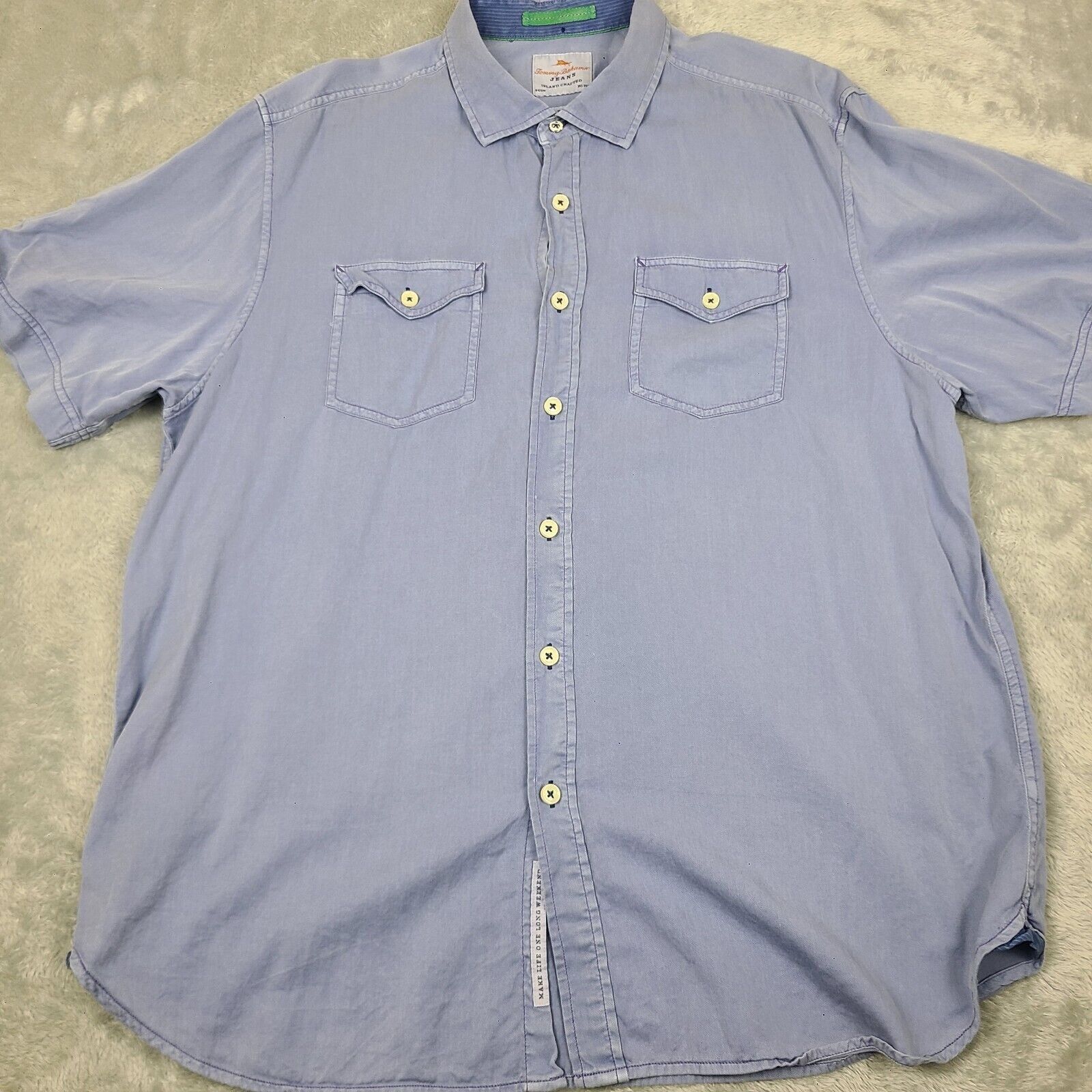 Tommy Bahama Tommy Bahama Island Crafted Blue Short Sleeve Tencel Cotton Size US XL / EU 56 / 4 - 1 Thumbnail
