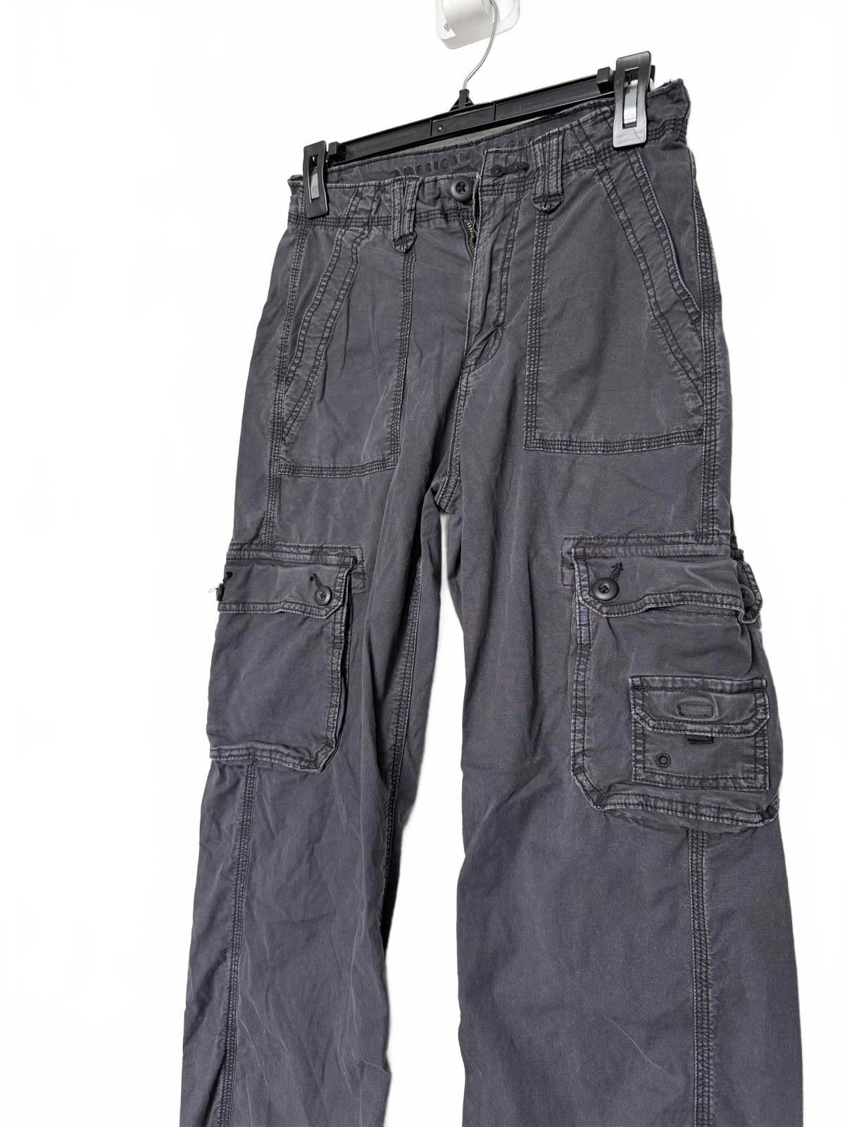 Designer Vintage Y2K Grunge Dark Gray Cargo Pants Size 26" / US 2 / IT 38 - 2 Thumbnail