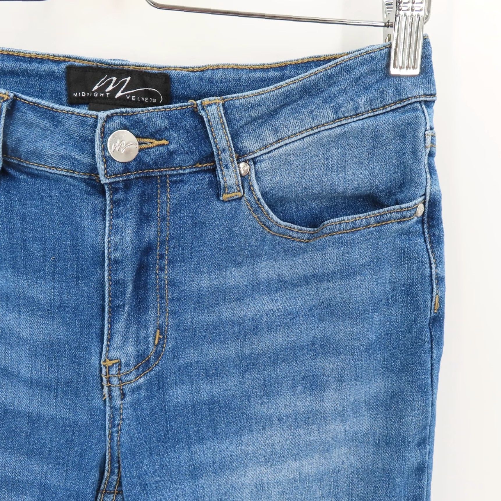 Velvet Midnight Velvet Jeans Womens 8 Denim Blue 5-Pocket Rhinestone Embellished Cropped Bling Vintage No Size 30" / US 8 / IT 44 - 3 Thumbnail