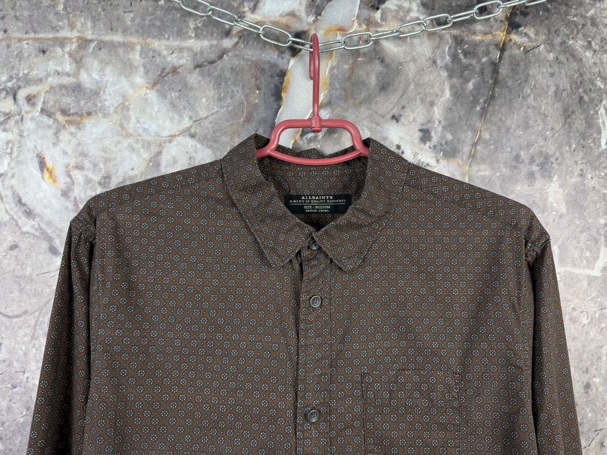 Allsaints AllSaints Vineland Shirt Brown Geometric Button Up Men Size US M / EU 48-50 / 2 - 2 Thumbnail