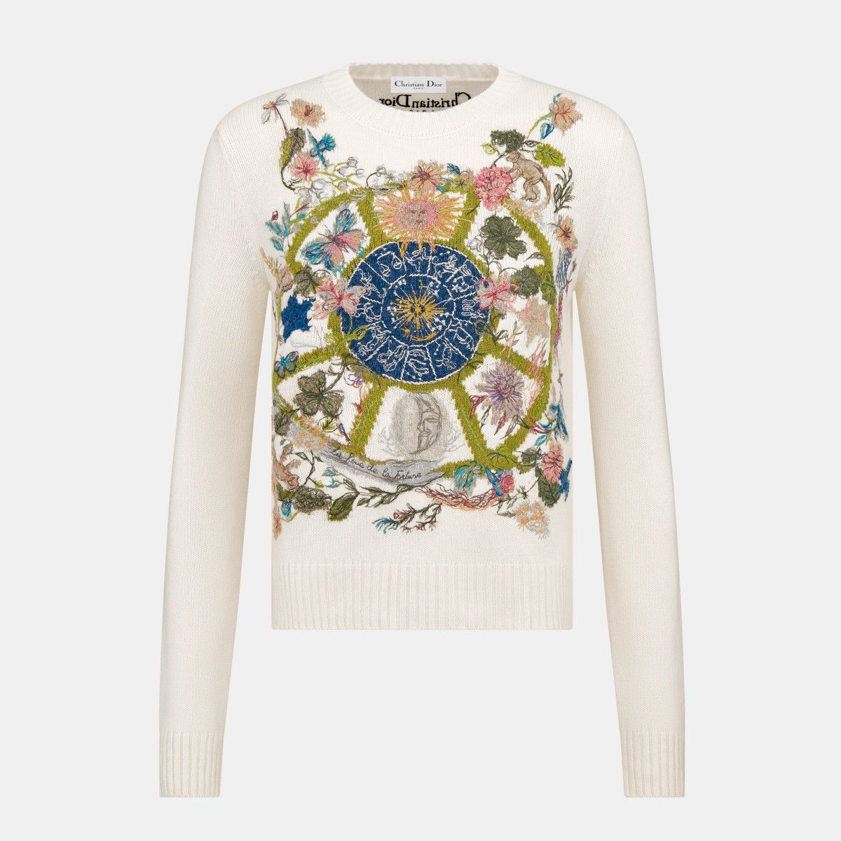 Dior o1bcso1str0225 Embroidered Sweater in White Size M / US 6-8 / IT 42-44 - 1 Thumbnail