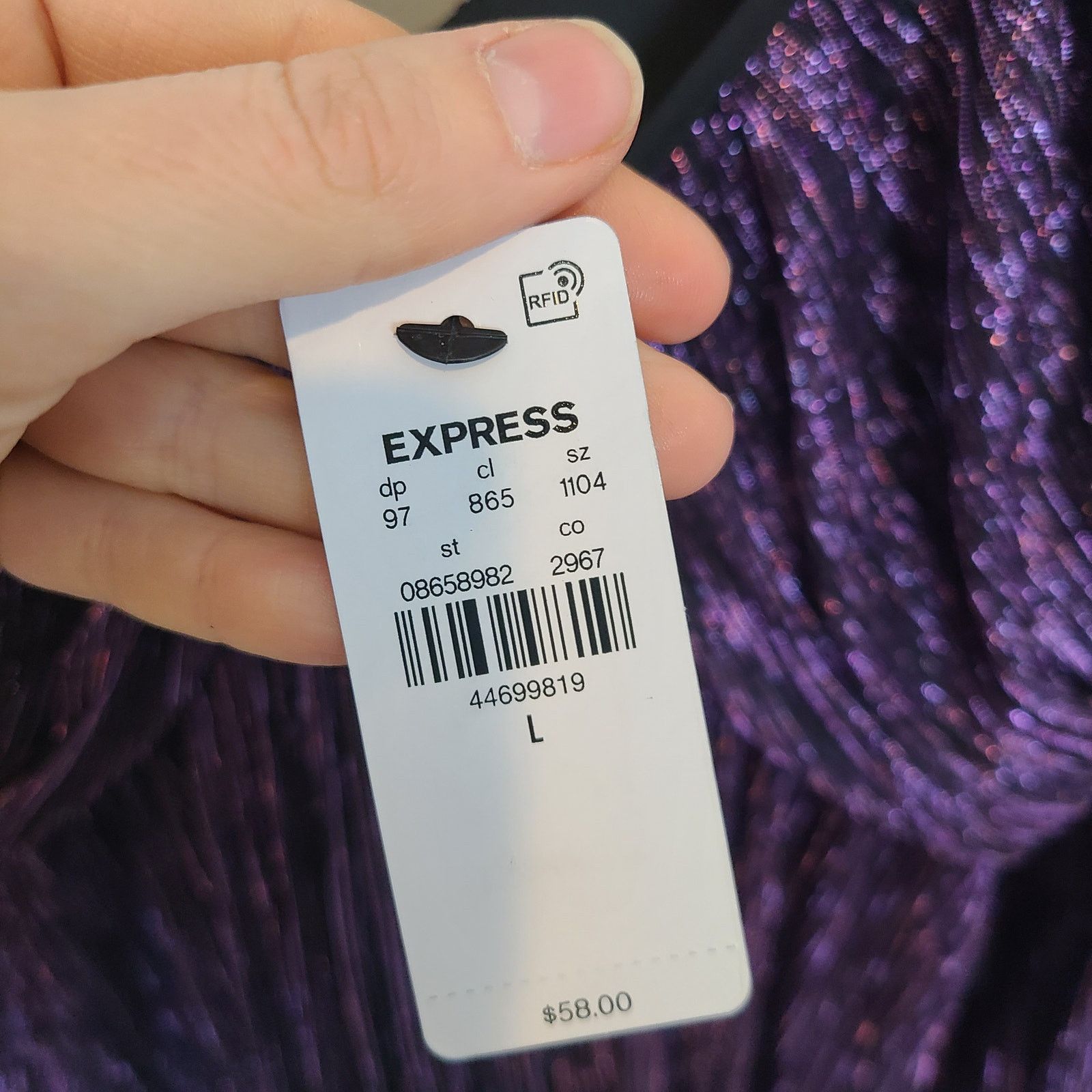 Express Express Y2K Babydoll Top Deep V Purple Metallic Whimsigoth Size L / US 10 / IT 46 - 9 Thumbnail