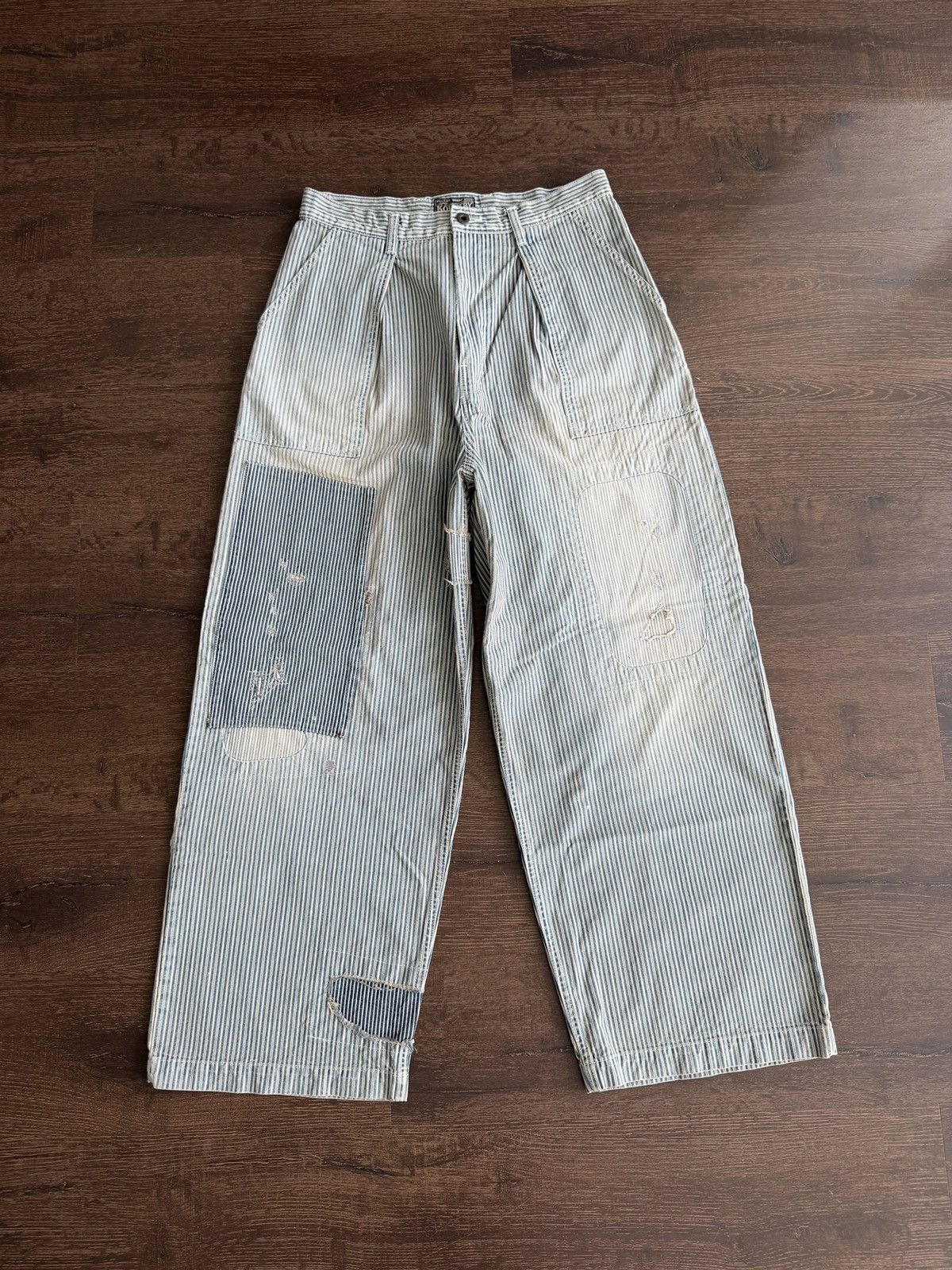 Kapital Kapital Herringbone Baggy Fatigue Pants Blue Striped Size 3 Size US 32 / EU 48 - 1 Thumbnail