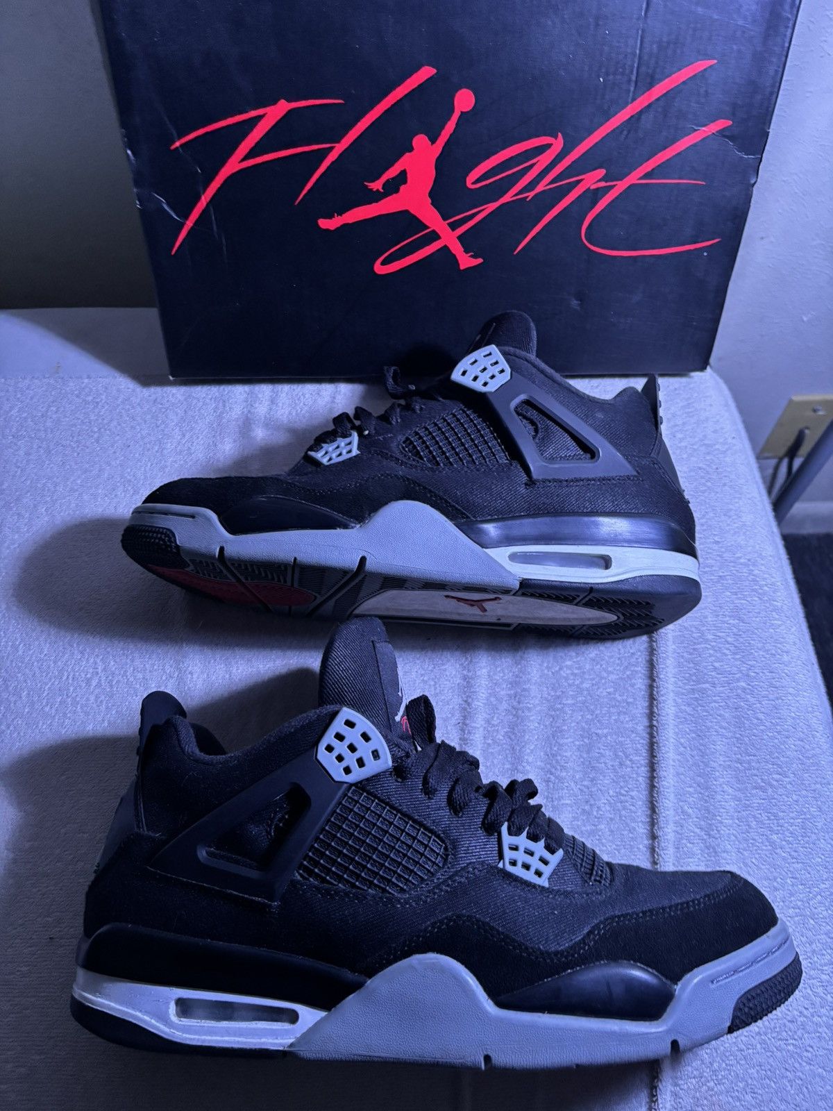 Jordan Brand × Nike Nike Air Jordan 4 Black Canvas White Grey Size US 12 / EU 45 - 3 Thumbnail