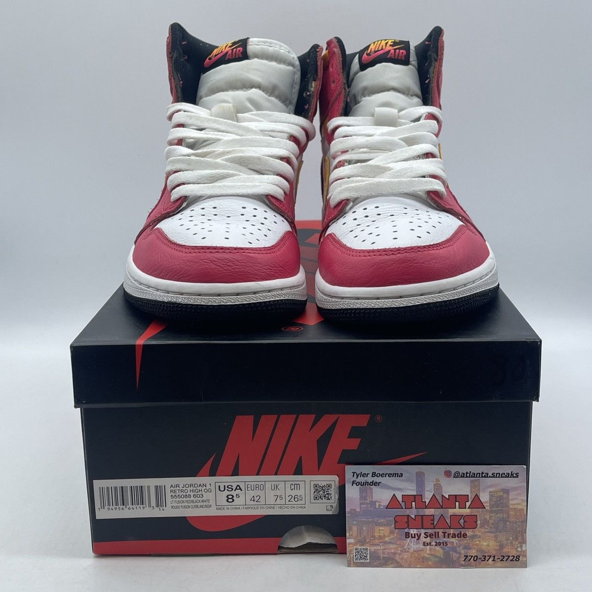 Jordan Brand Air Jordan 1 high light fusion red Size US 8.5 / EU 41-42 - 2 Thumbnail