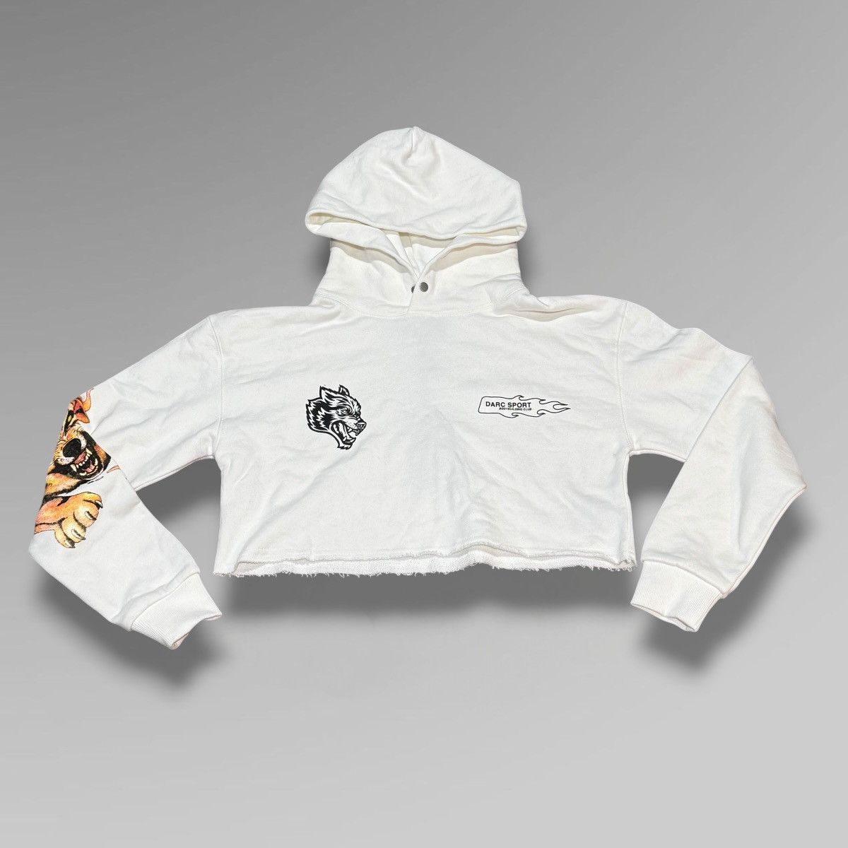 Darc Sport Darc Sport Wolves Club White Cropped Hoodie Size S / US 4 / IT 40 - 2 Thumbnail