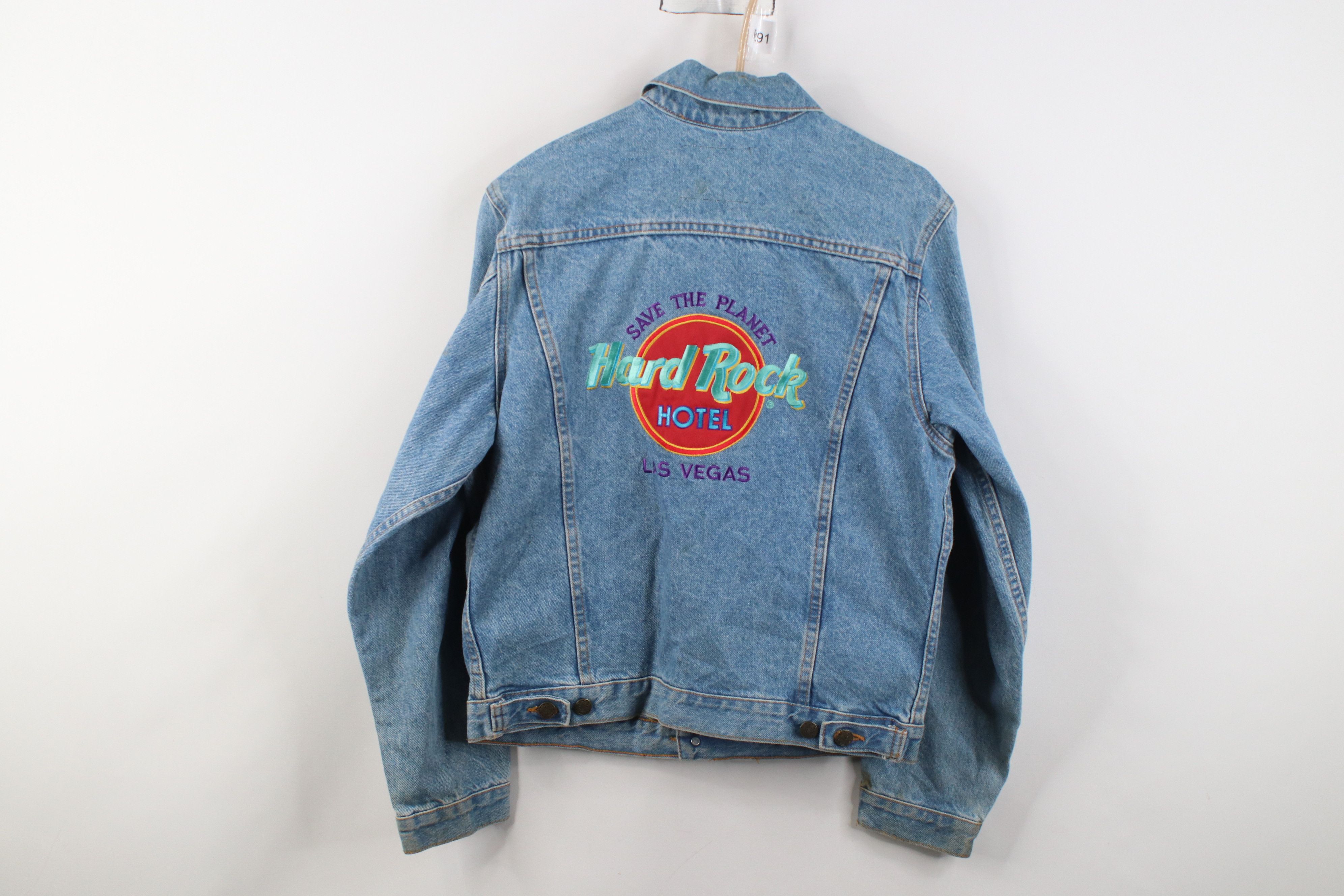 Hard Rock Cafe Vintage 90s Hard Rock Cafe Las Vegas Denim Trucker Jacket Size L / US 10 / IT 46 - 1 Thumbnail