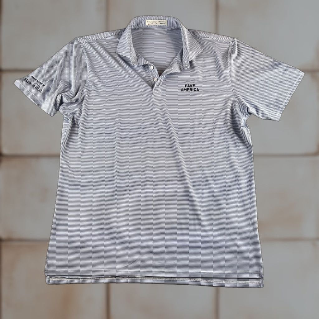 Vintage Holderness Bourne Shirt Mens XL Blue Striped Polo Golf Breathable Stretch Short Sleeve Button Collar Spread Casual Activewear Sports Classic Preppy Size US XL / EU 56 / 4 - 1 Thumbnail
