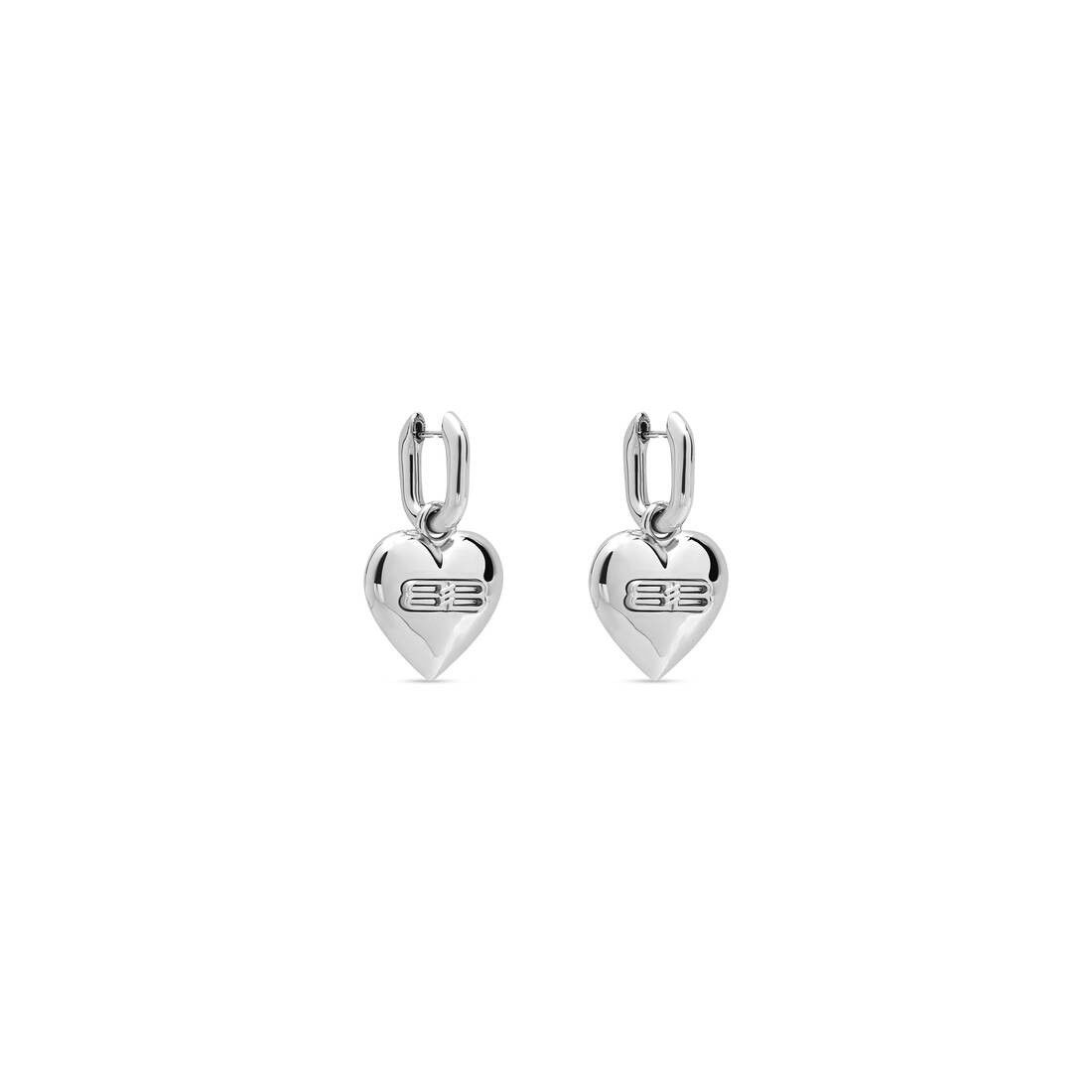 Balenciaga o1srvl11e1025 Size: OS / BB Icon Heart Earring in Silver Size ONE SIZE - 3 Thumbnail