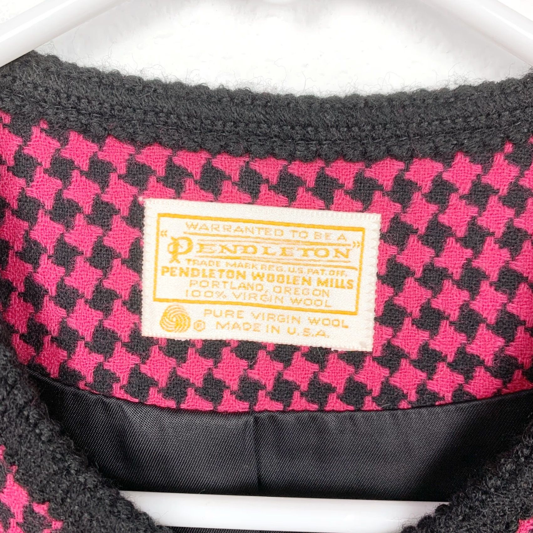 Pendleton VINTAGE Pendleton Blazer Jacket Houndstooth Wool Pink 12 Tall Womens Long Sleeve Shot Suit Style Size XL / US 12-14 / IT 48-50 - 4 Thumbnail