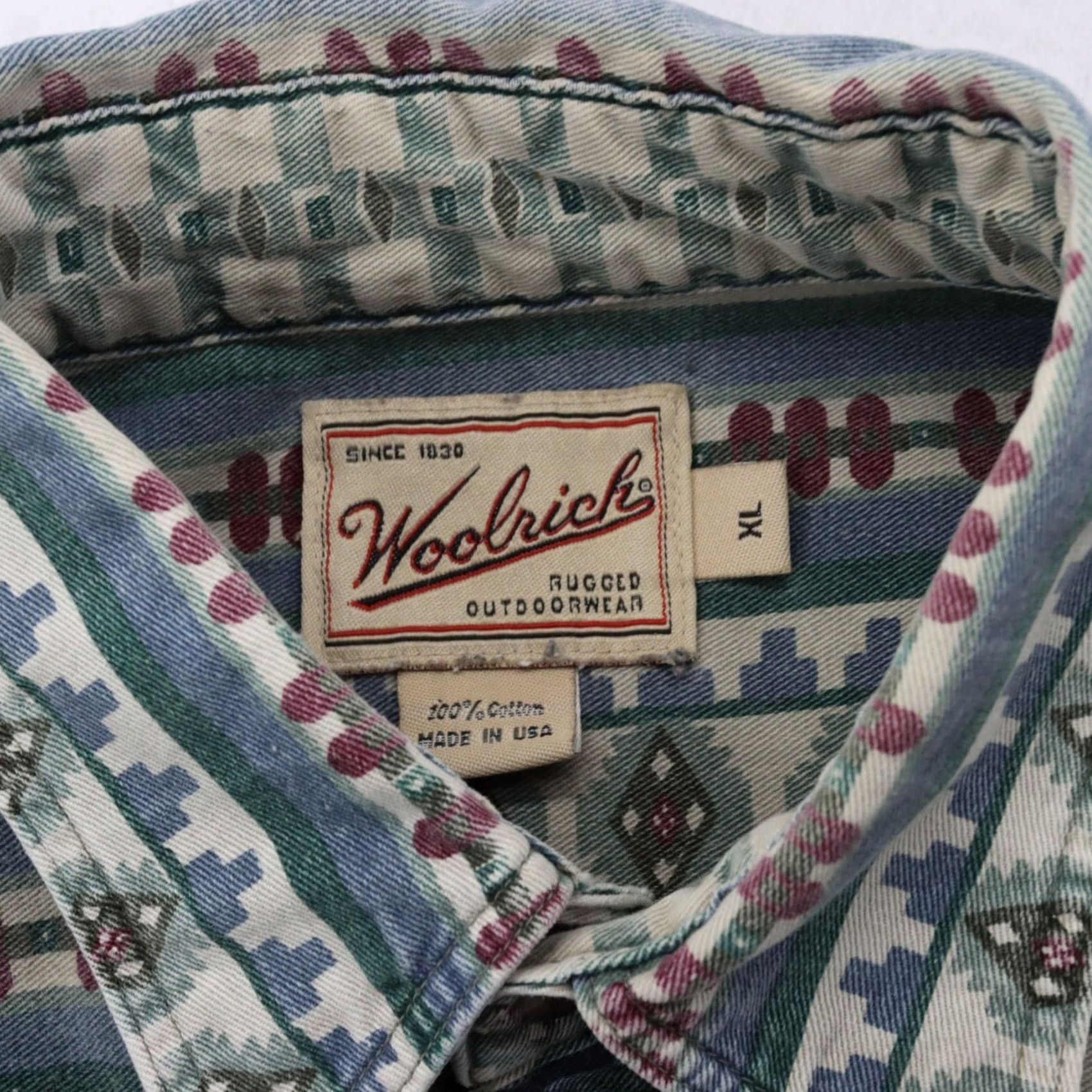 Vintage VINTAGE Woolrich Jacket Mens XL Grey Rugged Outdoor Tribal Plaid Cotton Wool Size US XL / EU 56 / 4 - 6 Thumbnail